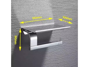 Porte-papier toilette chrome avec étagère monté au mur, acier inoxydable 304 poli chrome