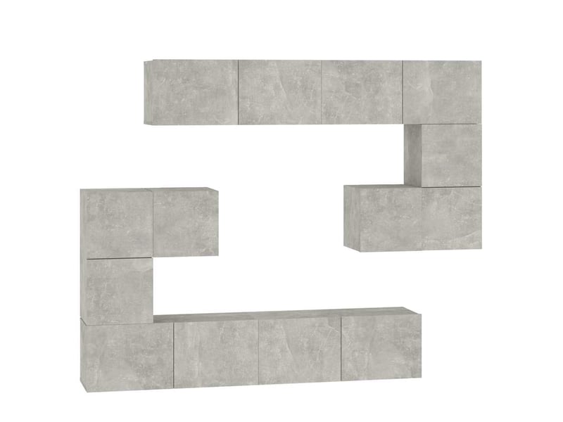  Meuble tv - banc tv - meuble de rangement mural gris béton bois d'ingénierie  - Conforama A