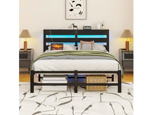 Lit simple 120x200 cm <strong>HAVRYA</strong>  <strong></strong> coloris noir