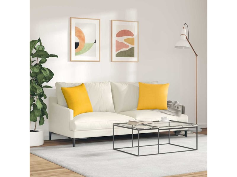 Lot de 2 coussins de canapé, coussins décoratifs jaune clair 45 x 45 cm cf59114 - Conforama D