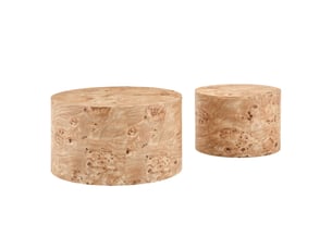 Tables basses gigognes rondes avec rangement et couvercle amovible, finition bois clair en mdf pour salon 62,8 × 35 cm