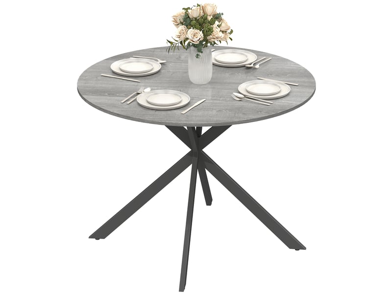  Table à manger ronde 4 personnes en acier et mélamine gris ø 100 x h 75 cm  - Conforama B