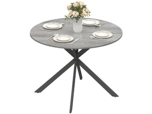 Table à manger ronde 4 personnes en acier et mélamine gris ø 100 x h 75 cm
