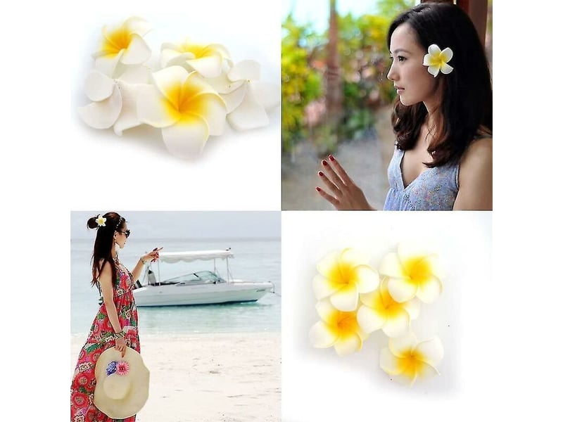  Lot de 100 pétales de frangipanier artificiels hawaïens en mousse blanche pour chapeau et cheveux-aquaforge  - Conforama E