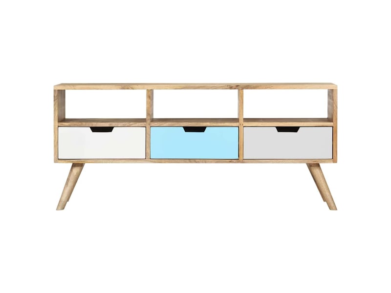  Meuble tv - banc tv - meuble de rangement 110x35x48 cm bois de manguier massif  - Conforama C