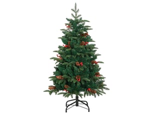 Sapin de noël artificiel, arbre de noël avec pommes de pin et baies 150 cm shl2575