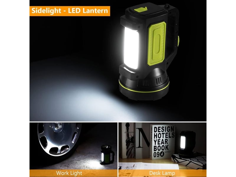 Lampe torche led ultra puissante rechargeable usb 135000 lumens 6000 mah, lumière latérale étanche, urgence randonnée camping chasse - Conforama E