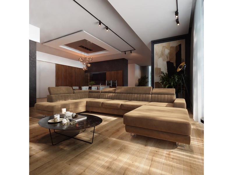 Canapé d'angle gaian, velours beige - Conforama B