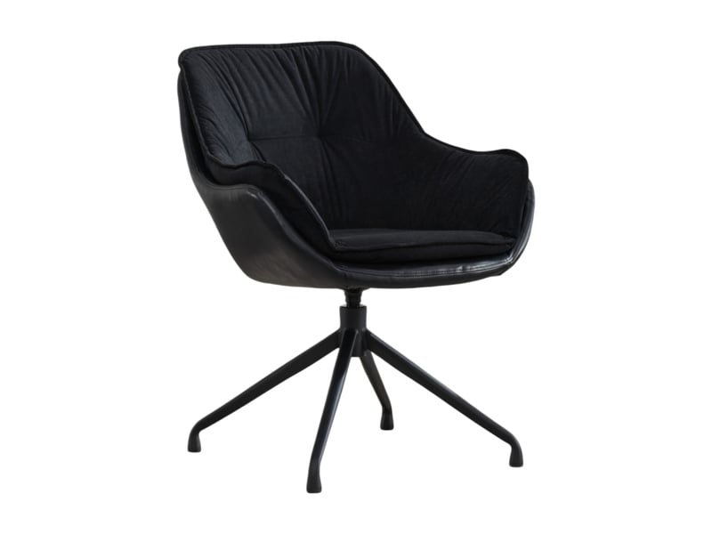  Fauteuil de bureau pivotant à retour automatique, assise ergonomique en similicuir noir, 69 × 65 × 46 cm  - Conforama A