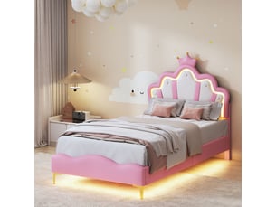 Lit simple 90x200 cm <strong>BRILVERDE </strong>  <strong></strong> coloris rose