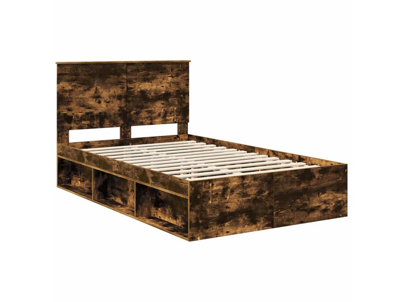  Lit double- lit adulte -  cadre de lit chêne fumé 135 x 190 cm bois d'ingénierie  - Conforama C