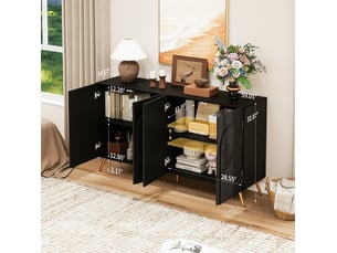 Buffet 4 porte(s) 0 tiroir(s) <strong>MAISENTIEL</strong> <strong></strong> - 150 cm coloris noir