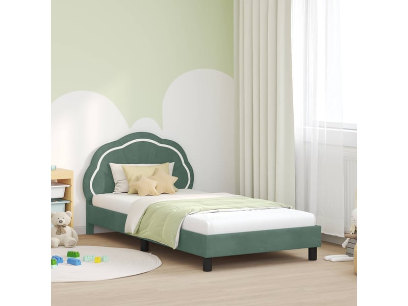  Cadre de lit pour enfants - lit jeune avec tête de lit vert mer 90 x 200 cm  - Conforama B