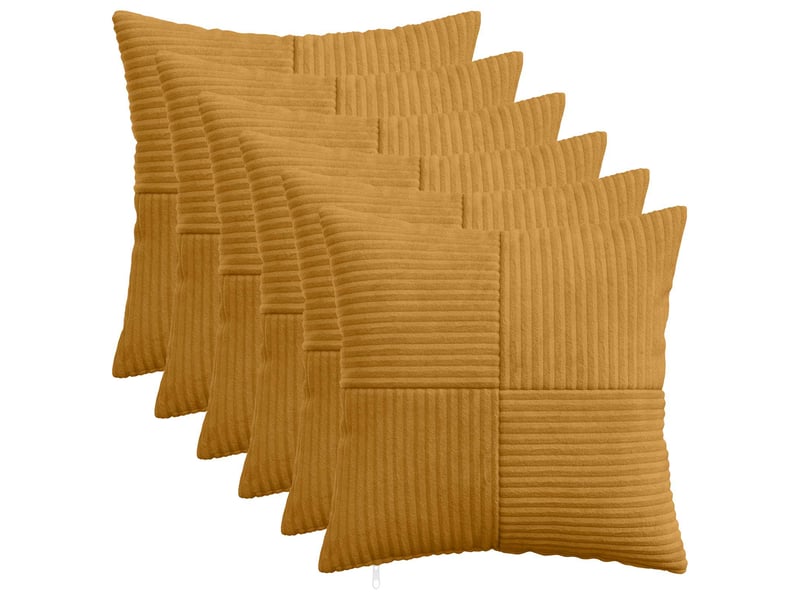 Lot de 6 housses de coussin almelo jaune 30 x 30 cm velours côtelé cf49879 - Conforama B