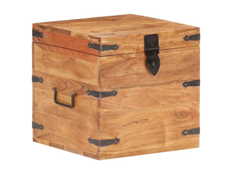Coffre de rangement 40x40x40 cm bois d'acacia solide shl74893 - Conforama B