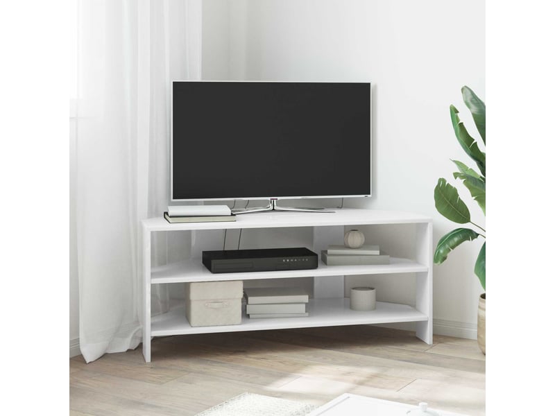  Meuble tv d'angle moderne 100x40,5x45 cm blanc brillant  - Conforama B
