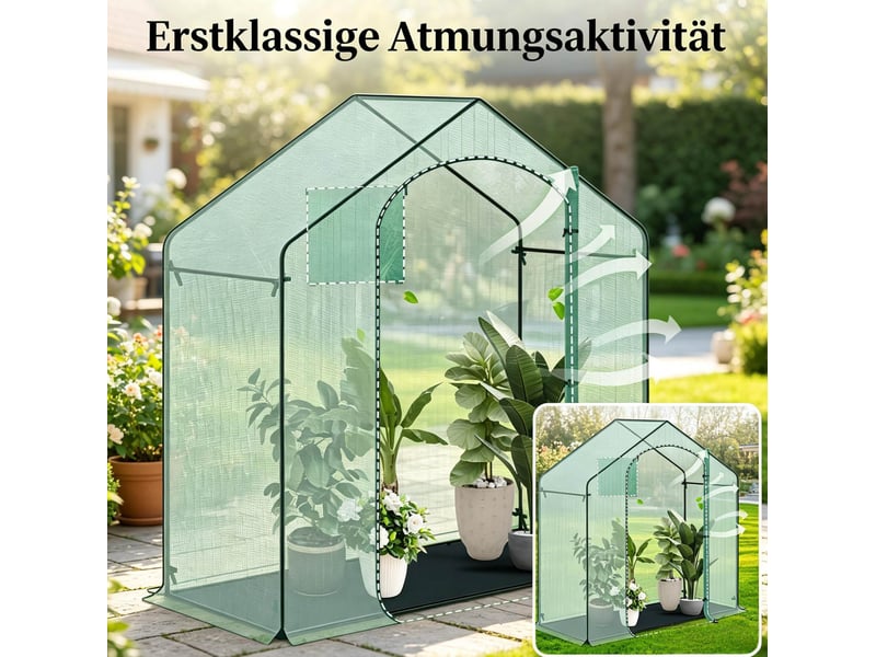  Serre de jardin en polyéthylène vert 200 x 80 x 200 cm avec porte zippée enroulable et fenêtre ouvrable  - Conforama E