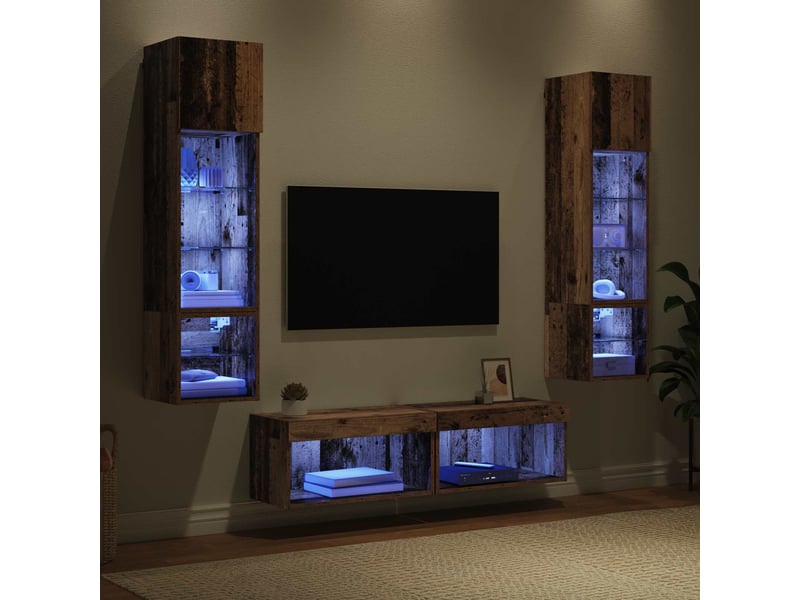  Unité murale de tv 6 pcs bois ancien bois d'ingénierie shl10678  - Conforama E