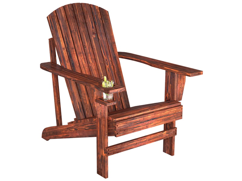 Fauteuil adirondack en bois avec accoudoirs et dossier haut pour terrasse ou balcon extérieur, 72 x 95 x 93 cm, marron - Conforama B