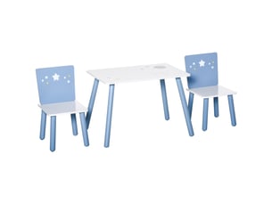 Table enfant avec chaise, ensemble table et 2 chaises en bois pour dessiner, étudier, jouer, bleu