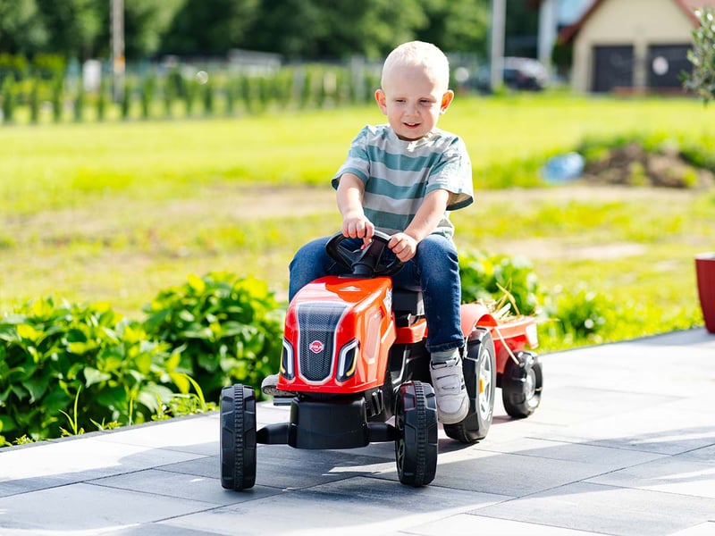  Tracteur enfant terra maxx rouge avec remorque 2 à 6 ans - falk  - Conforama D
