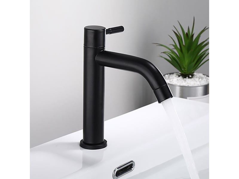  Robinet de lavabo noir mat en acier inoxydable sans plomb, monocommande monotrou 18*11cm Washbasin faucet - Conforama C
