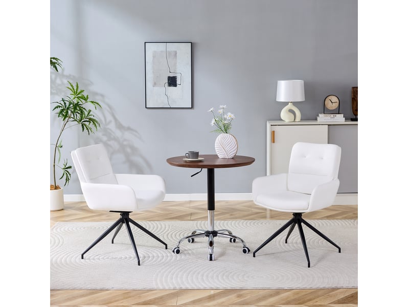 Chaise de salle à manger pivotante 55x50x85 cm – blanc et noir – lot de 2, design léger luxe  - Conforama D
