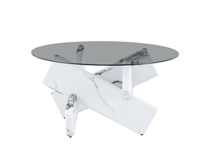 Table basse rond(e) coloris blanc   - 79 cmx79 cm