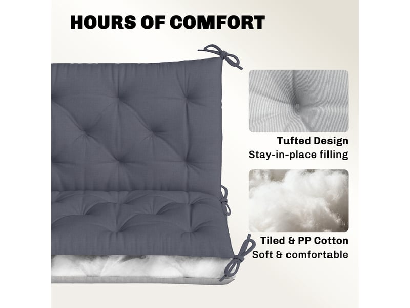  Coussin de banc 3 places avec dossier polyester gris foncé 150 x 98 x 8 cm  - Conforama E