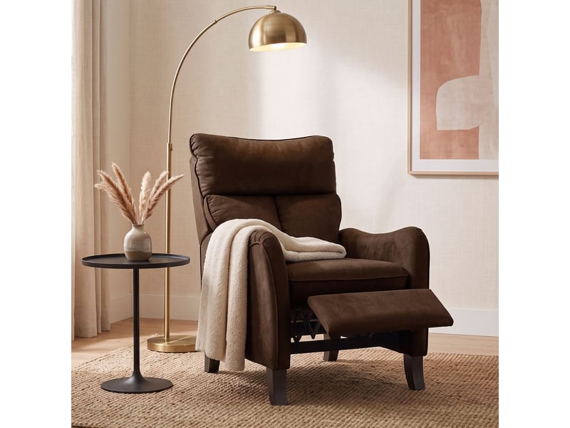  Fauteuil relax manuel tissu microfibre aspect suédine chocolat - amboise AMBOISE - Conforama B