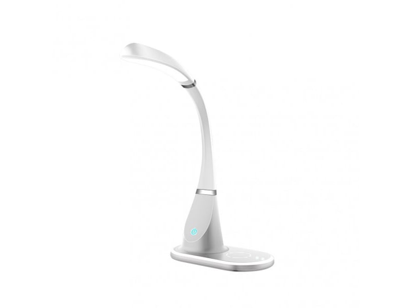  Fabrilamp rejalgar lampe de bureau led blancchrome 5 w 400 lm, charge qi, tactile et dimmable 139171001 - Conforama E