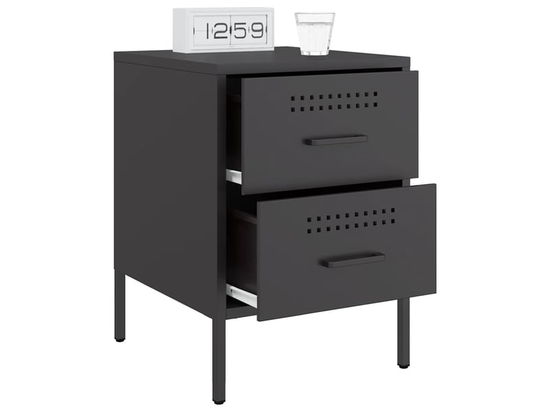 Lot de 2 tables de chevet - cabinet de chevet - table de nuit noir 36x39x50,5 cm acier - Conforama C
