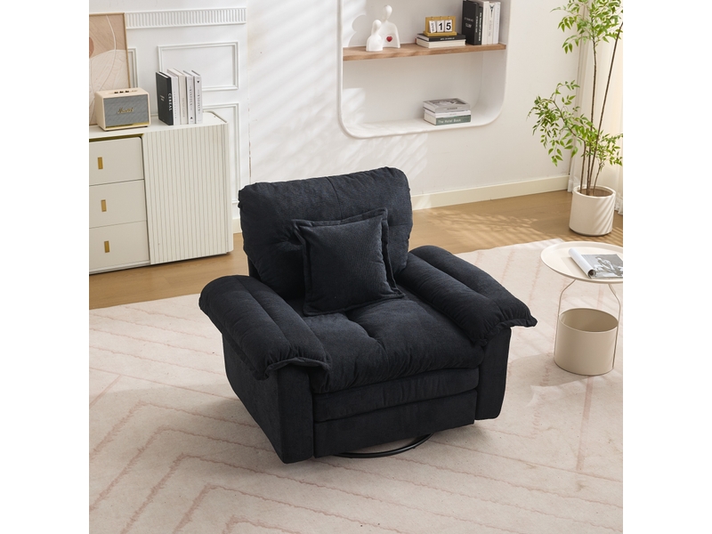  Canapé 1 place, canapé de salon, pivotant à 360°, finition capitonnée, format surdimensionné, pour salon, en chenille, chambre  - Conforama A