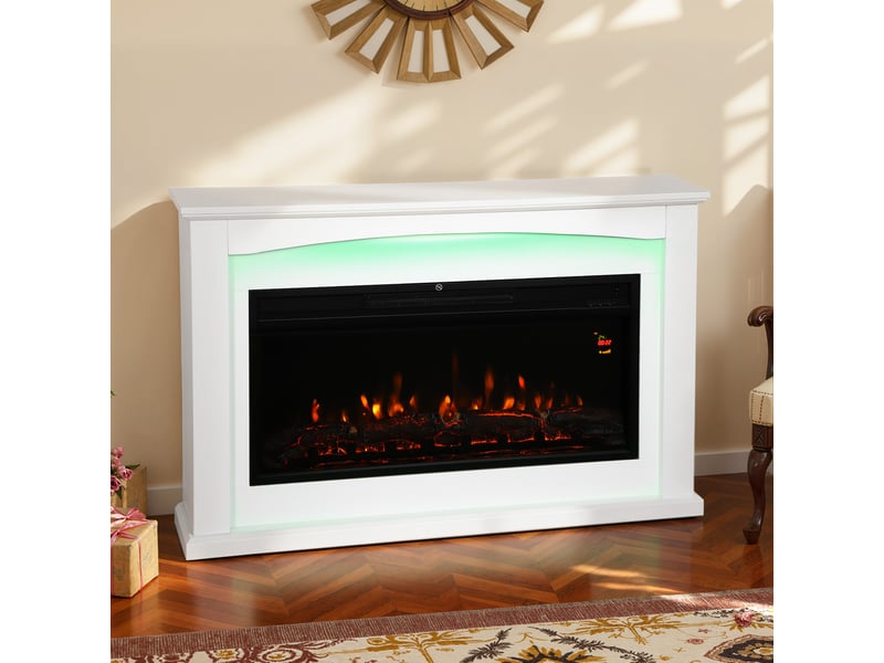  Cheminée électrique effet flamme blanche, 1000 w2000 w, 121 x 25 x 77 cm  - Conforama C