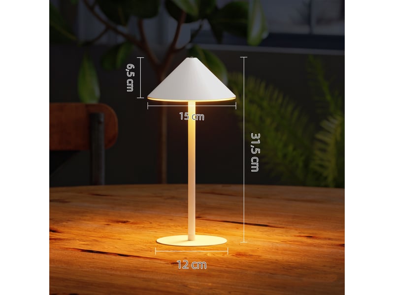  Lampe de table led avec câble usb, interrupteur tactile, boîtier en métal, rechargeable, blanche  - Conforama C