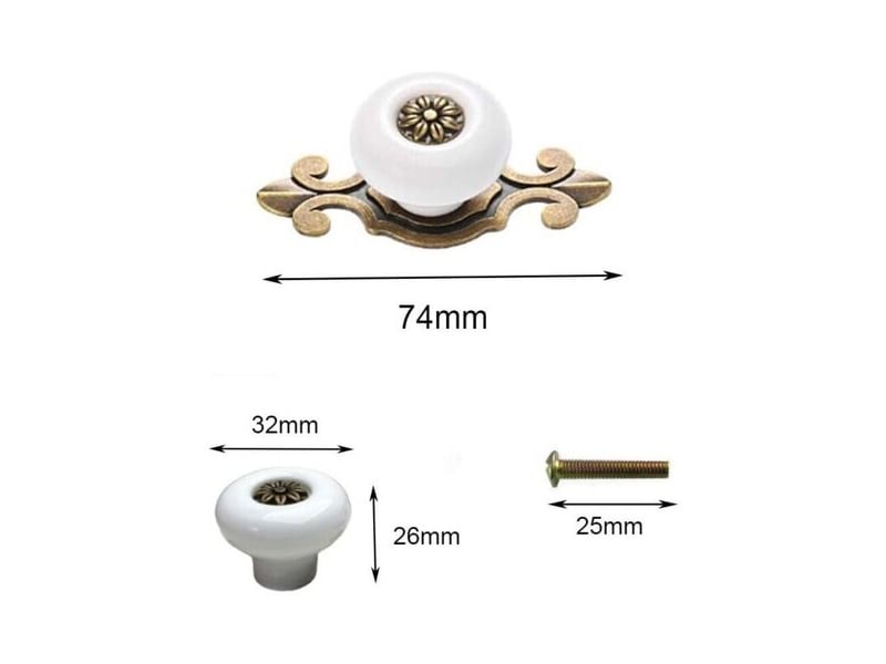  Poignée de meubles, 8 pièces, style vintage, poignée de tiroir, poignée de meubles, poignée de tiroir avec vis, accessoires  - Conforama B