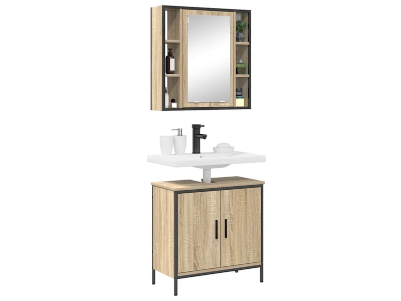  Ensemble de mobilier de salle de bain 2 pièces marron cf64232  - Conforama C