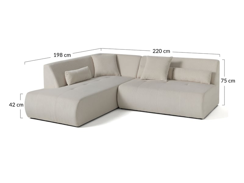  Onyx - canapé modulable d'angle gauche 5 places - en velours côtelé - lisa design - bleu ONYX - Conforama C