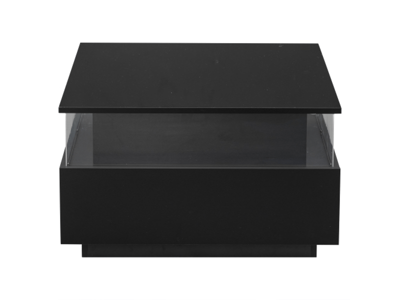  Table basse led 70x70x41 cm - blanc brillant, 2 tiroirs et vitrine transparente, design moderne  - Conforama A