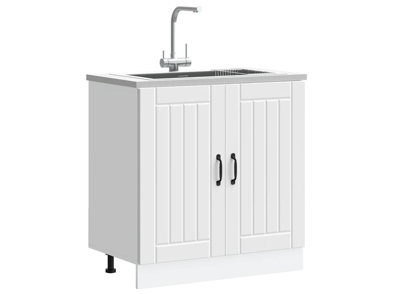 Meuble de cuisine, meuble de base de lavabo blanc bois d'ingénierie - Conforama C