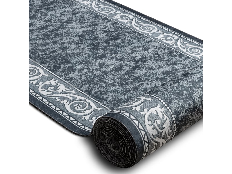 Tapis de couloir antidérapant lotus romantic 60980 classique, ornement gris lavable 120 cm 120x440 cm - Conforama B