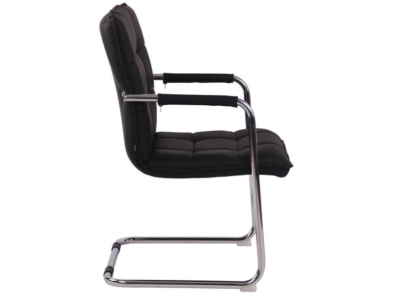  Chaise visiteur fauteuil de bureau sans roulettes en cuir noir cadre métal bur10473  - Conforama B