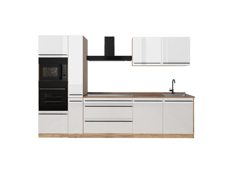  Vicco cuisine, blanc haute brillancechêne doré, 310cm sans plan de travail  - Conforama A