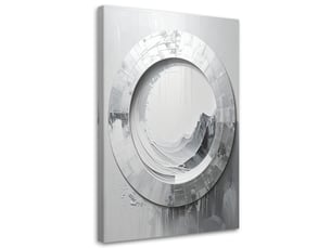 Tableaux, cercle blanc abstrait sur fond gris 20x30