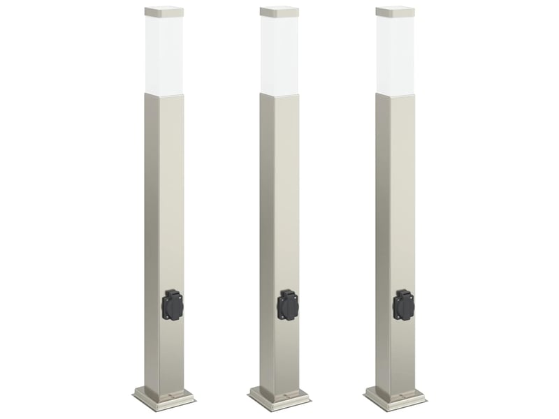  Lot de 3 borne lumineuse avec sortie 80 cm acier inoxydable ip44 shl90150  - Conforama A