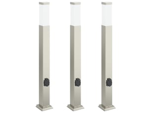 Lot de 3 borne lumineuse avec sortie 80 cm acier inoxydable ip44 shl90150