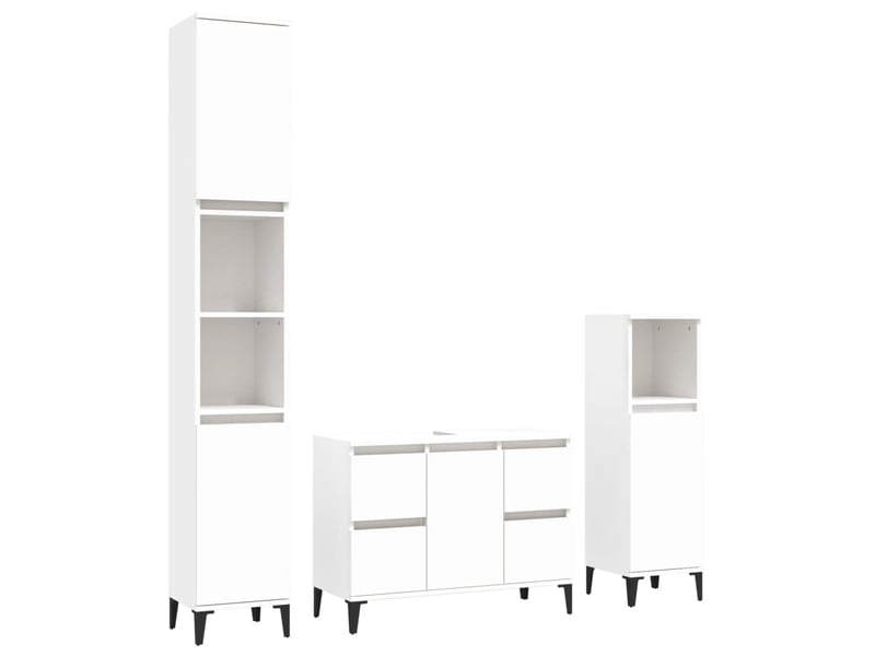  Ensemble de meubles salle de bain 3 pcs blanc bois d'ingénierie cf63937  - Conforama A