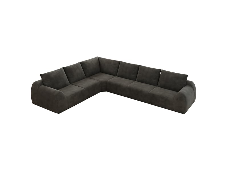  Canapé d'angle fixe 6 places en tissu gris foncé de 334 cm, idéal pour un salon spacieux et convivial  - Conforama A
