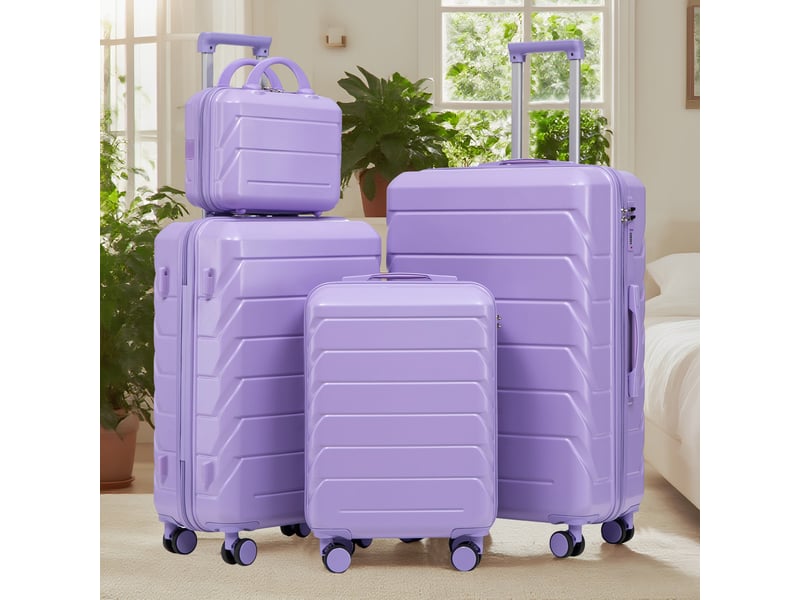  Set de 4 valises rigides,14192428 pouces,avec serrure,abs,bleu et violet  - Conforama B