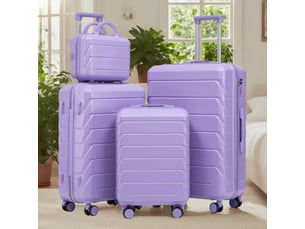 Set de 4 valises rigides,14192428 pouces,avec serrure,abs,bleu et violet